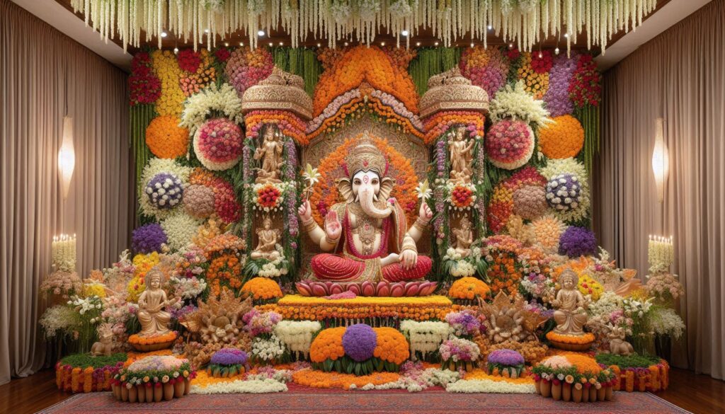 flower decoration for Ganpati