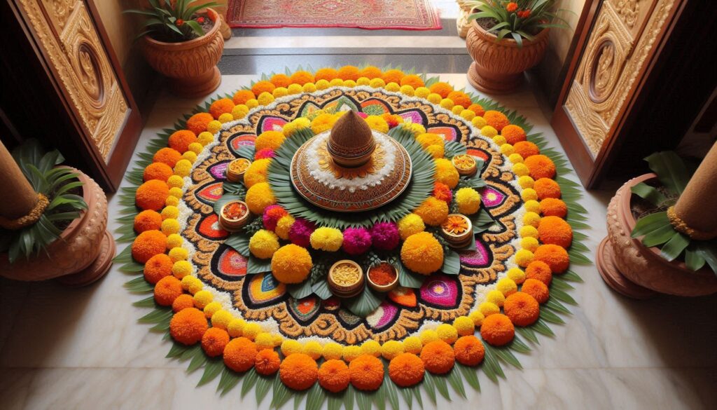 flower decoration for Ganpati